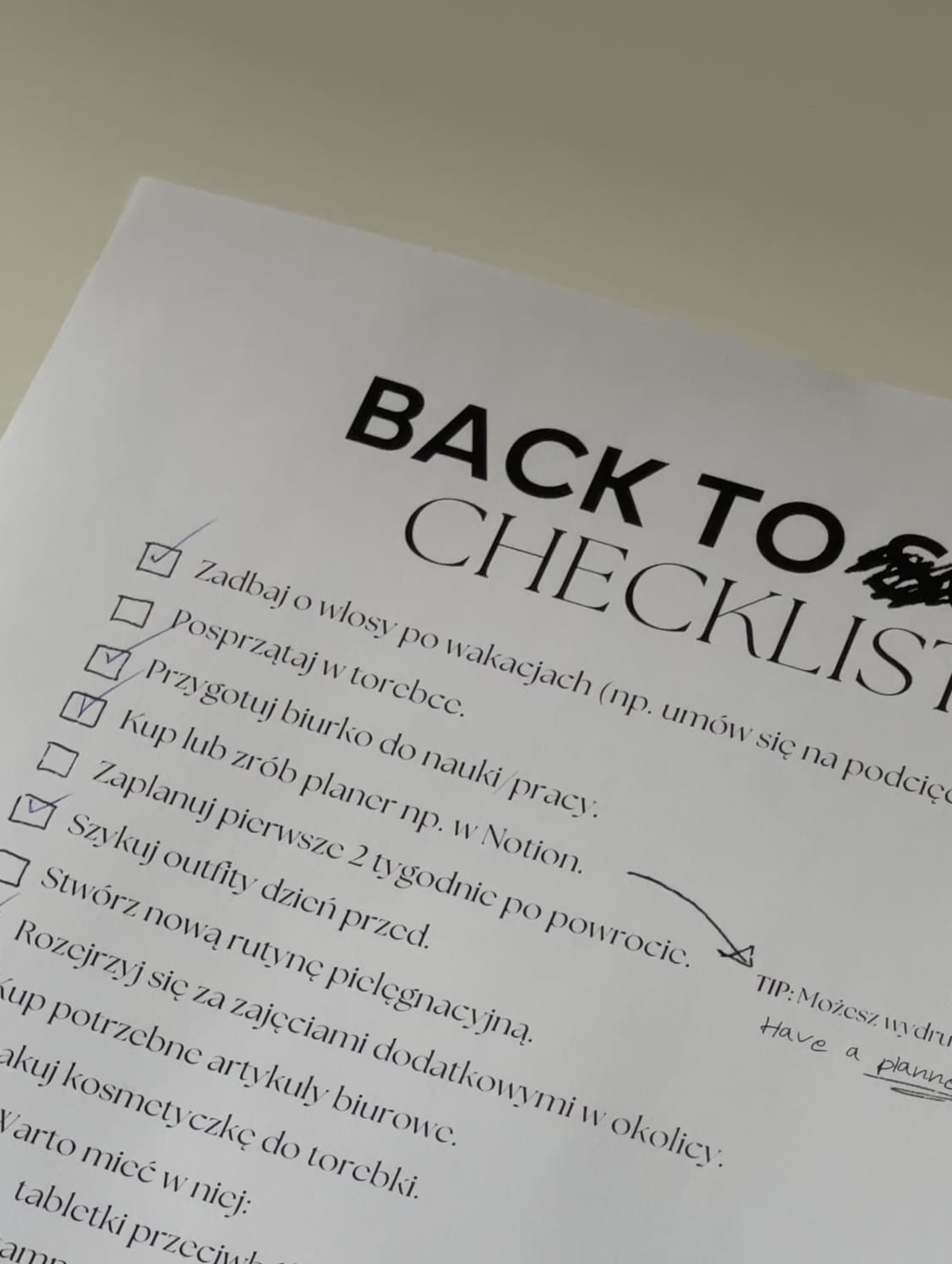 Back to reality - checklista do pobrania
