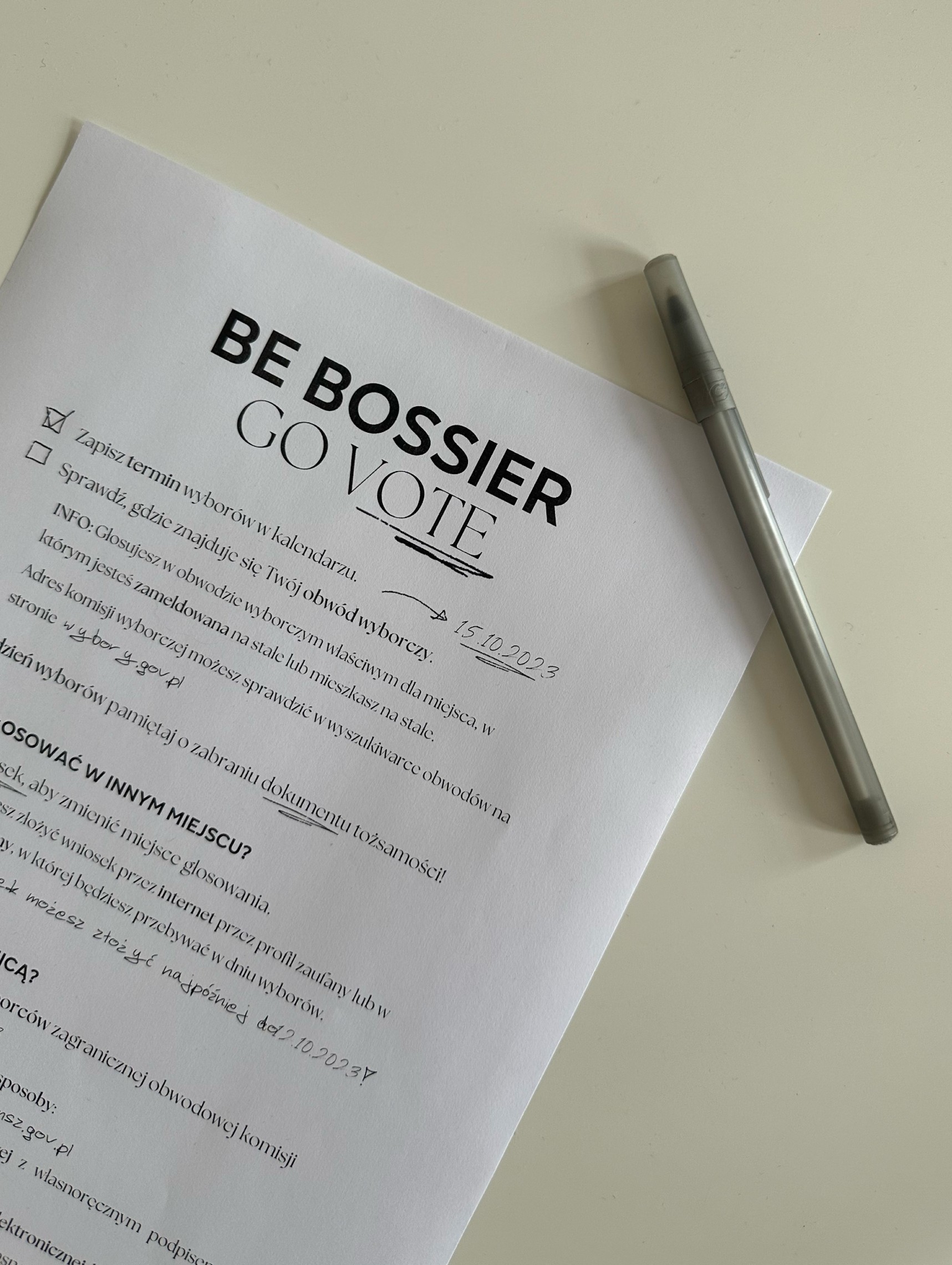 BE BOSSIER. GO VOTE - checklista wyborcza do pobrania