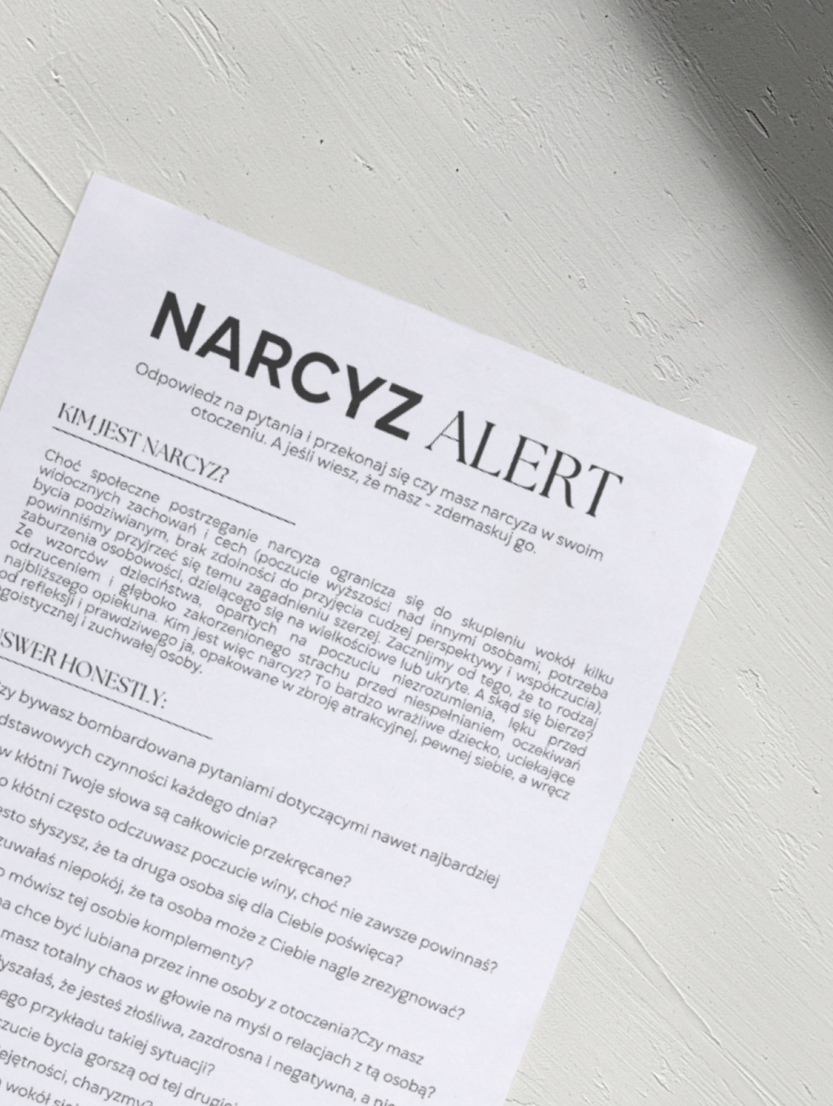 Zdemaskuj narcyza - lista do pobrania